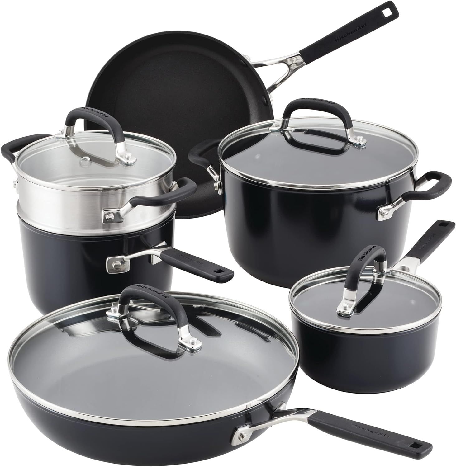 Onyx Black Aluminum Nonstick 10-Piece Cookware Set