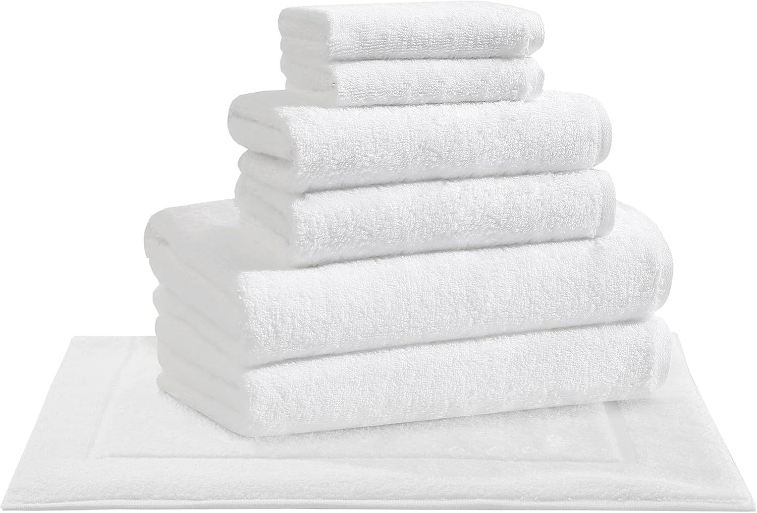 White Cotton 8-Piece Towel Set with Bath Mats