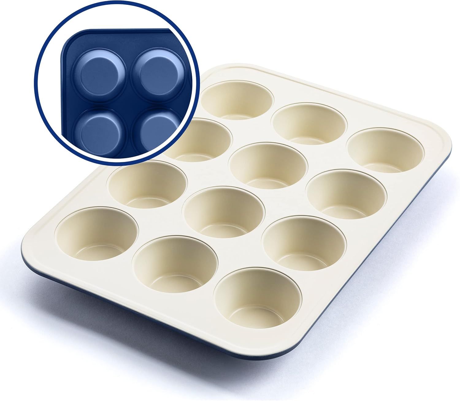 Blue 12-Cup Nonstick Ceramic Muffin Pan