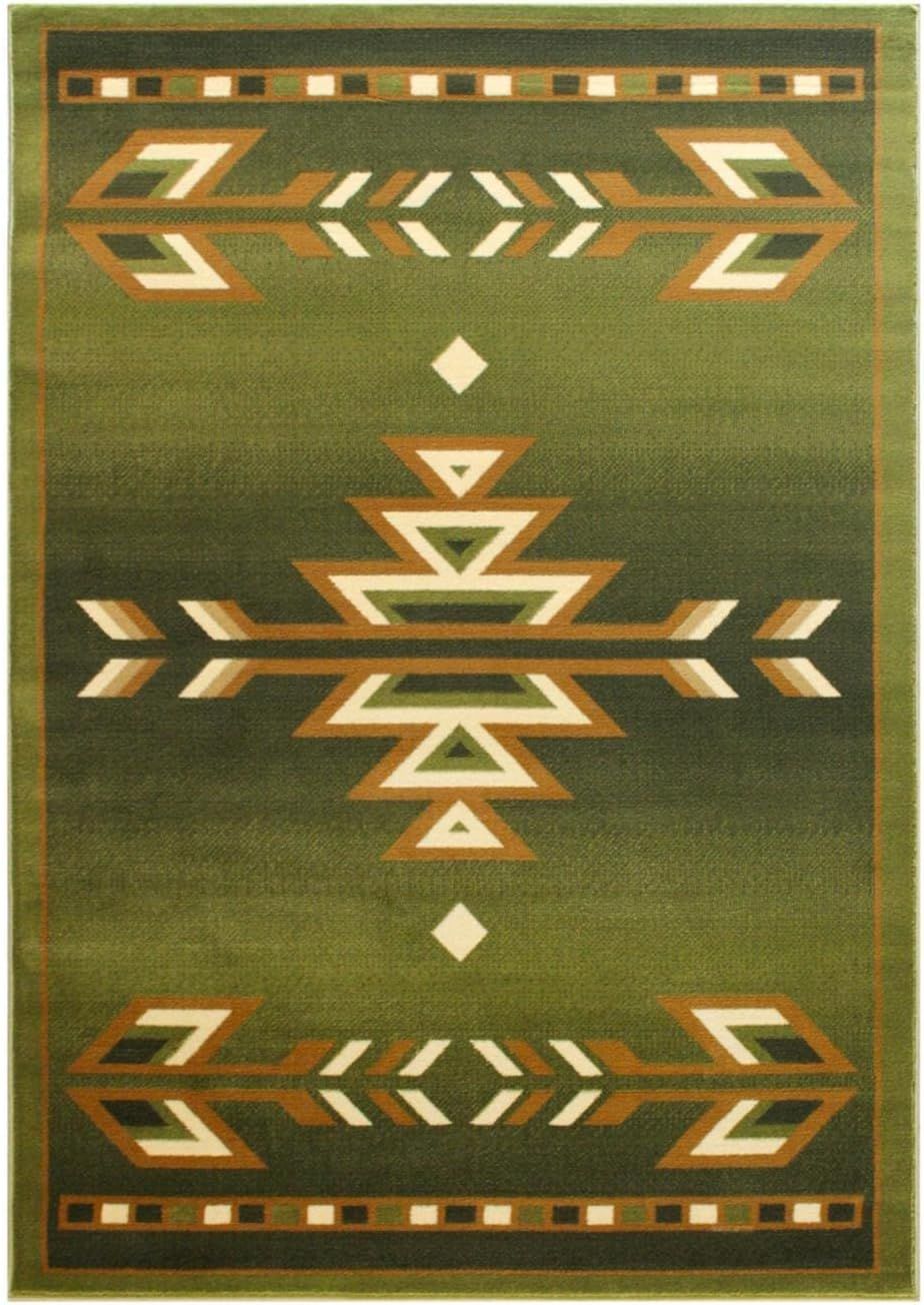 Lodi Southwestern 6' x 9' Green Geometric Olefin Area Rug