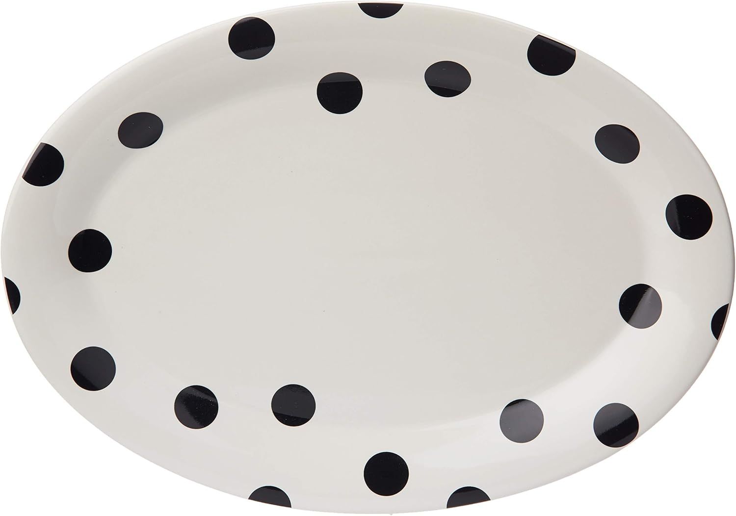 Deco Dot Chic White Ceramic 14" Oval Serving Platter