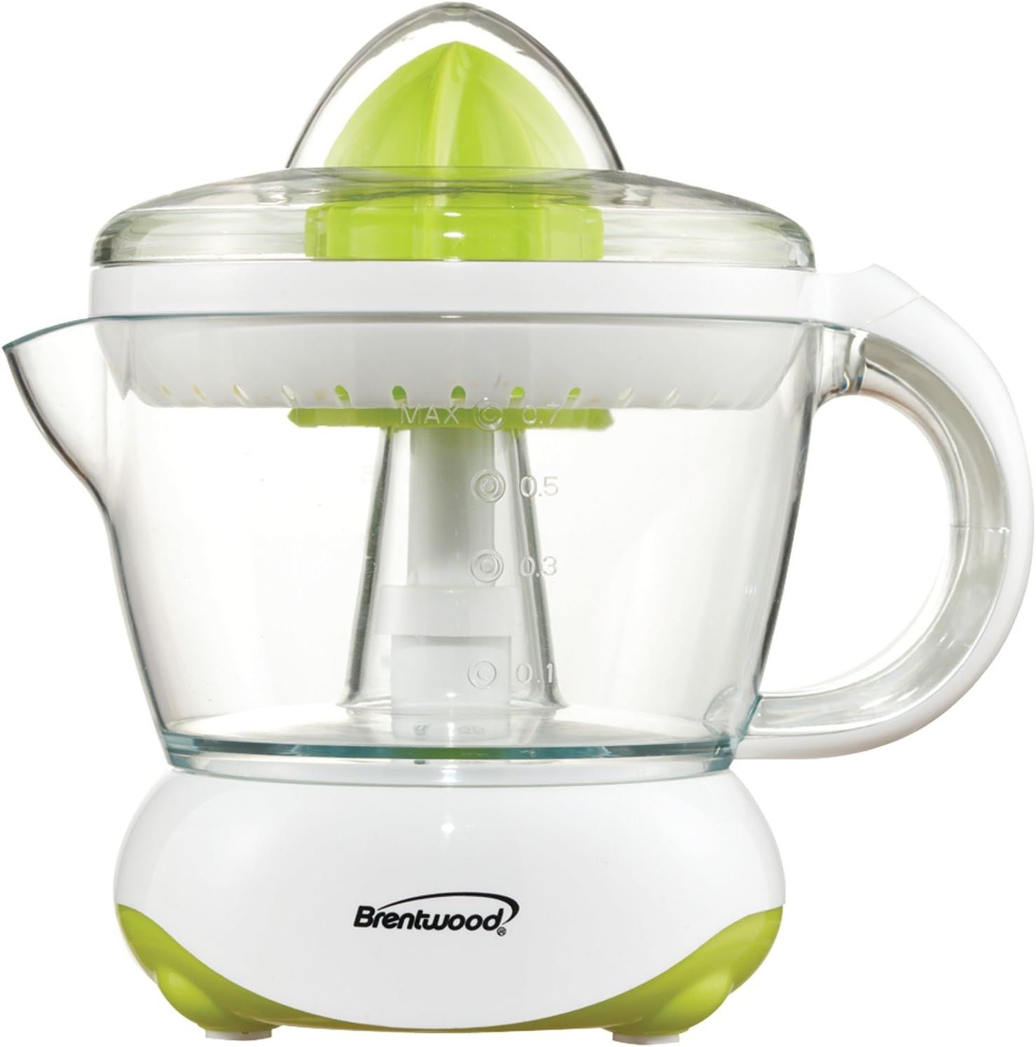 Brentwood 24oz White Electric Citrus Juicer with Green Accents