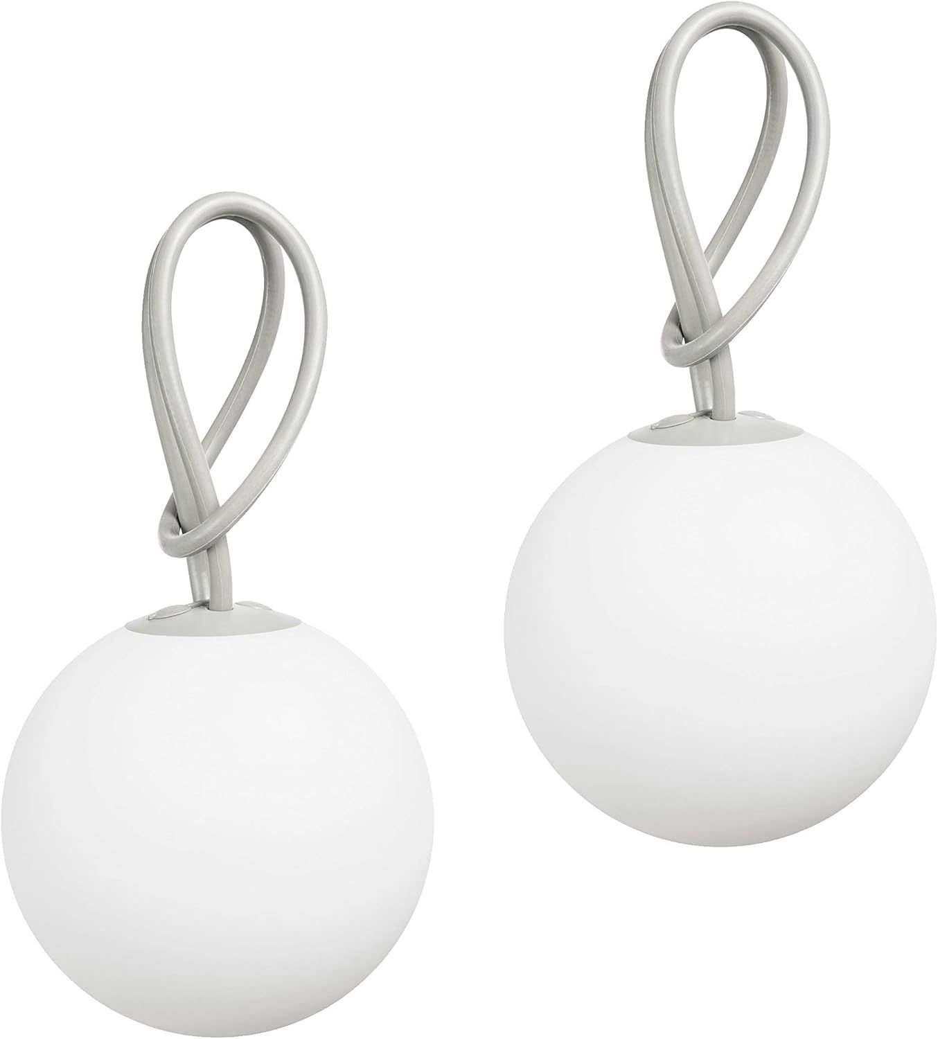 White and Taupe LED Globe Indoor/Outdoor Hanging Lamps