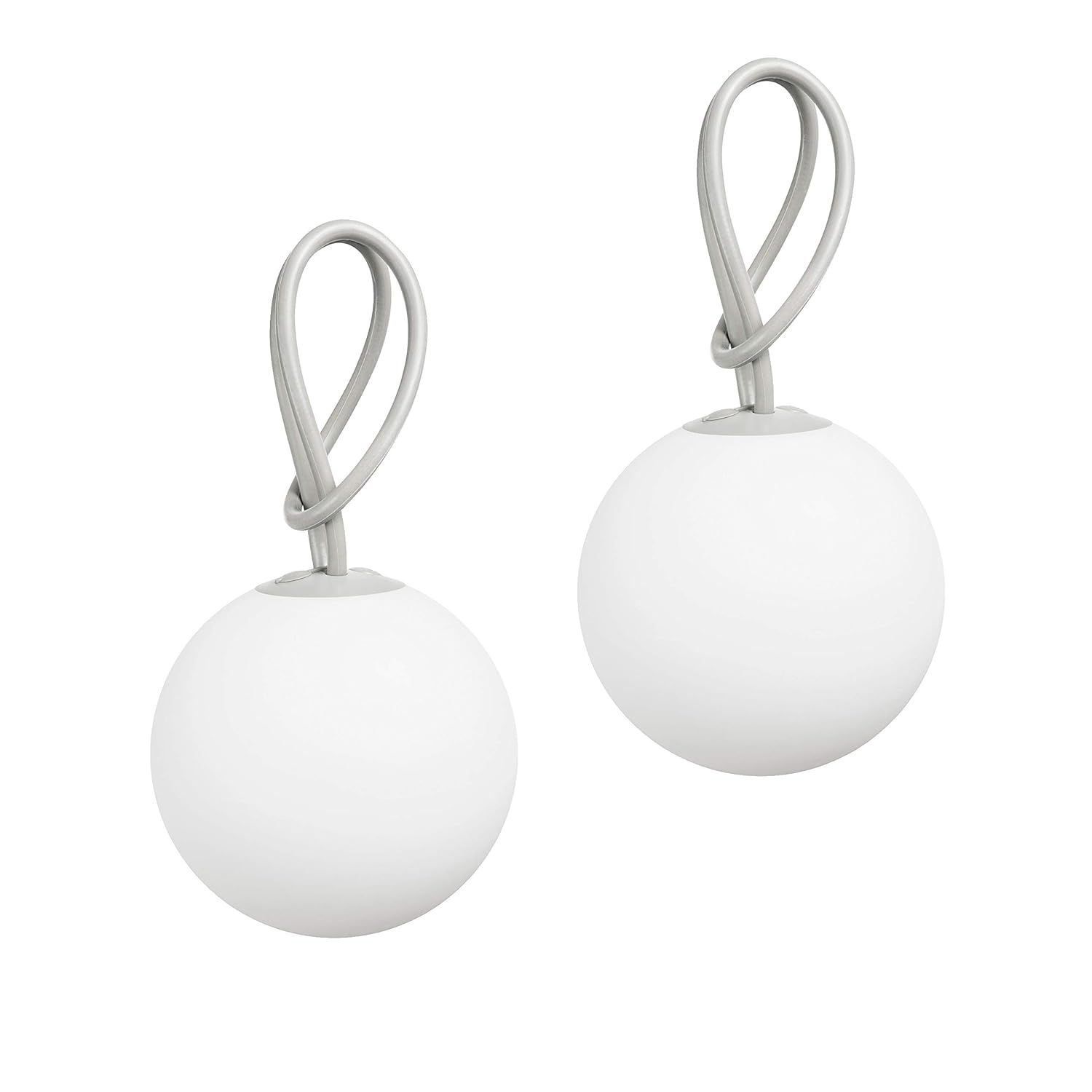White and Taupe LED Globe Indoor/Outdoor Hanging Lamps