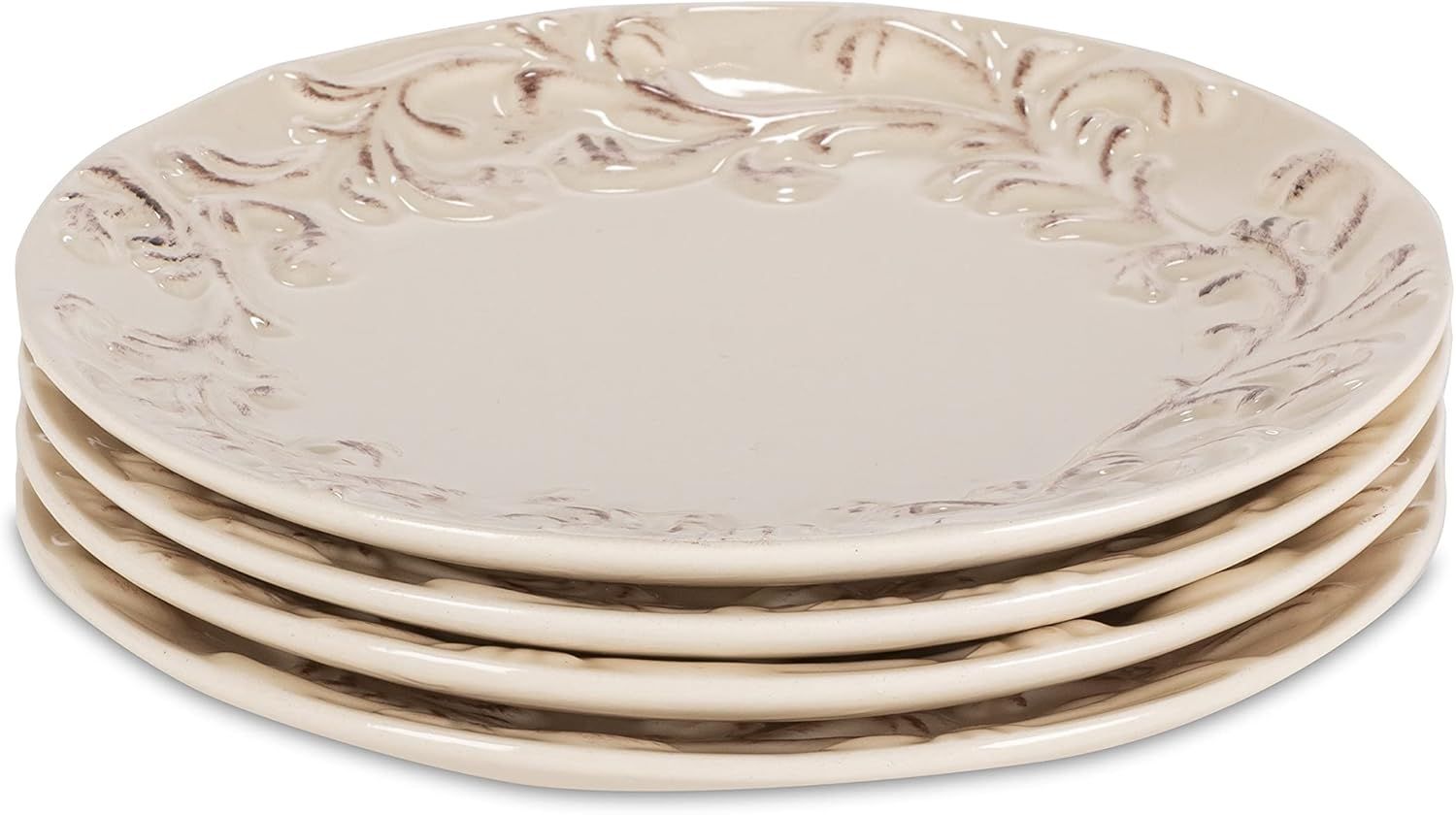 Cream Hand-Painted Ceramic Appetizer and Dessert Plates Set