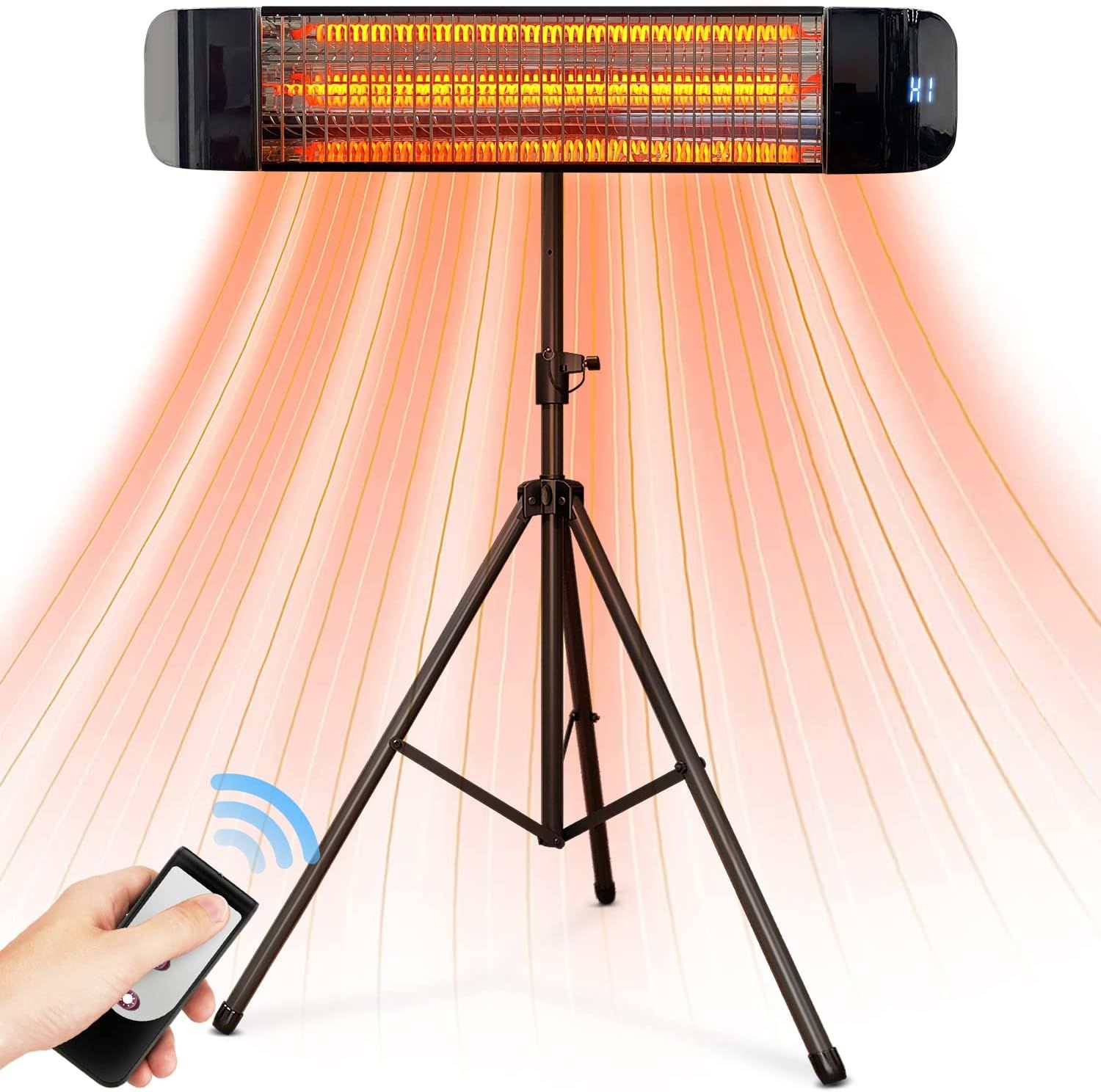 Adjustable Black Electric Infrared Patio Heater with Tripod