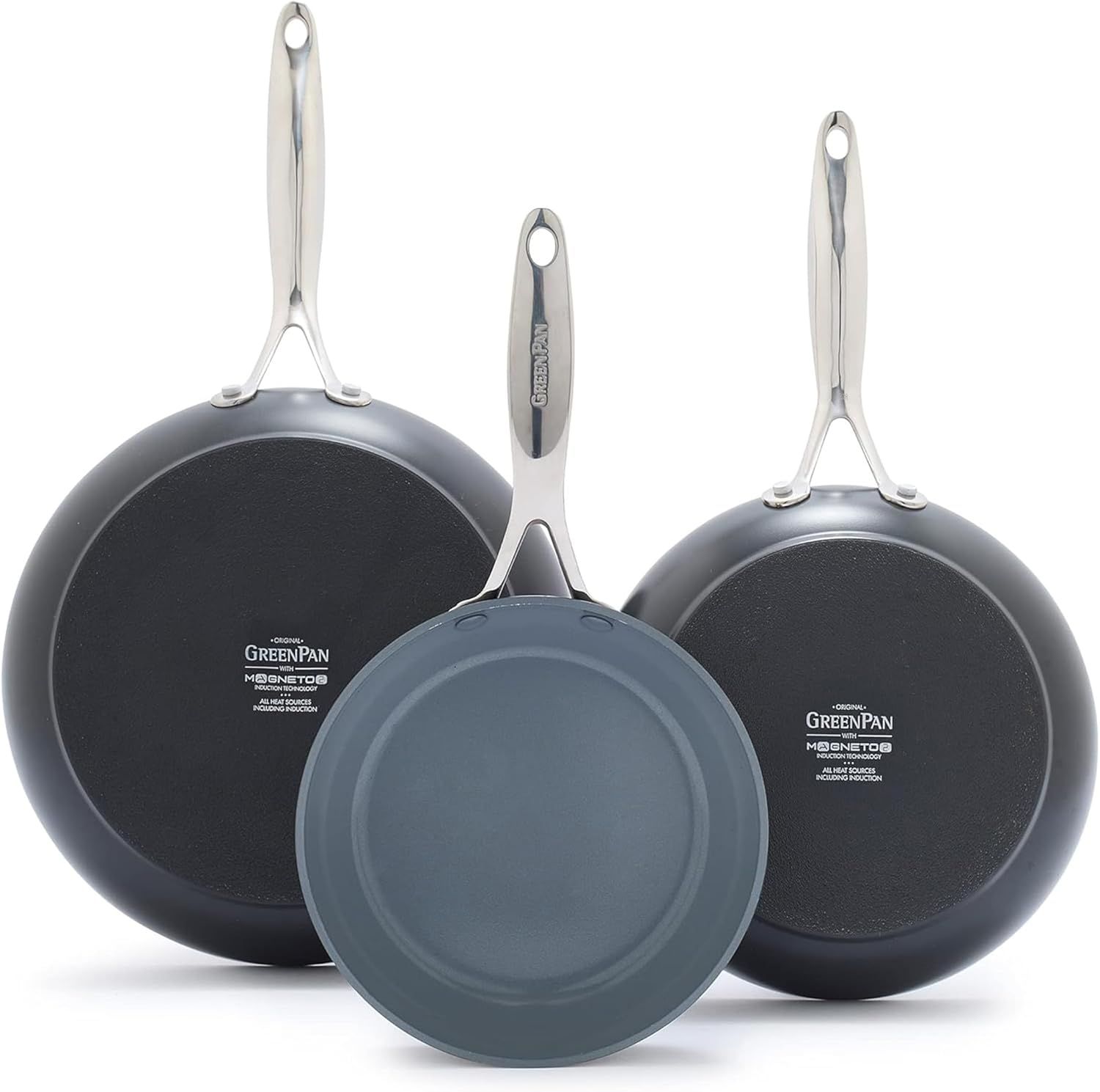 Gray Aluminum Ceramic Nonstick Fry Pan Skillet Set