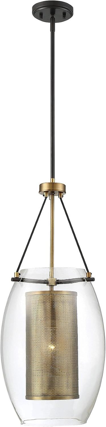 Dunbar Warm Brass and Bronze 1-Light Glass Pendant