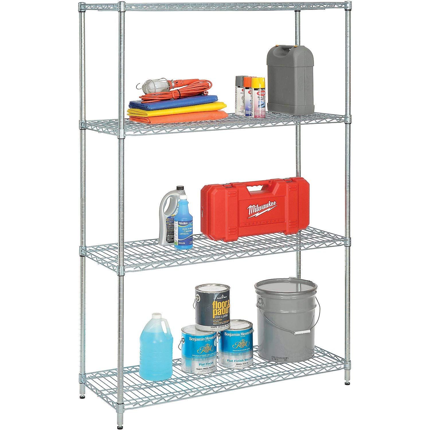 Chrome Nickel 4-Tier Wire Shelving Unit, 18"W x 36"L x 74"H