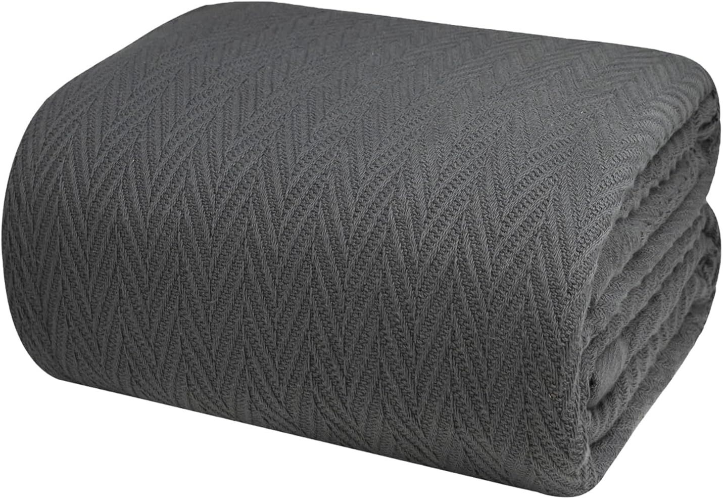 Charcoal Gray Organic Cotton Queen Size Throw Blanket