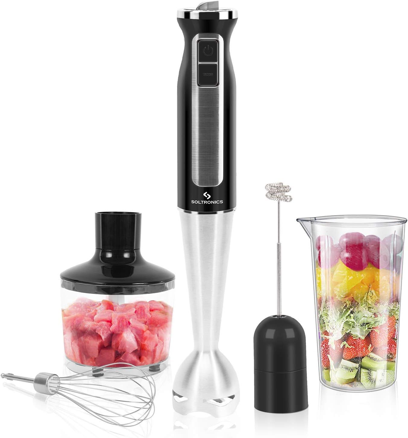 8-Speed Black and Stainless Steel Immersion Hand Blender Set