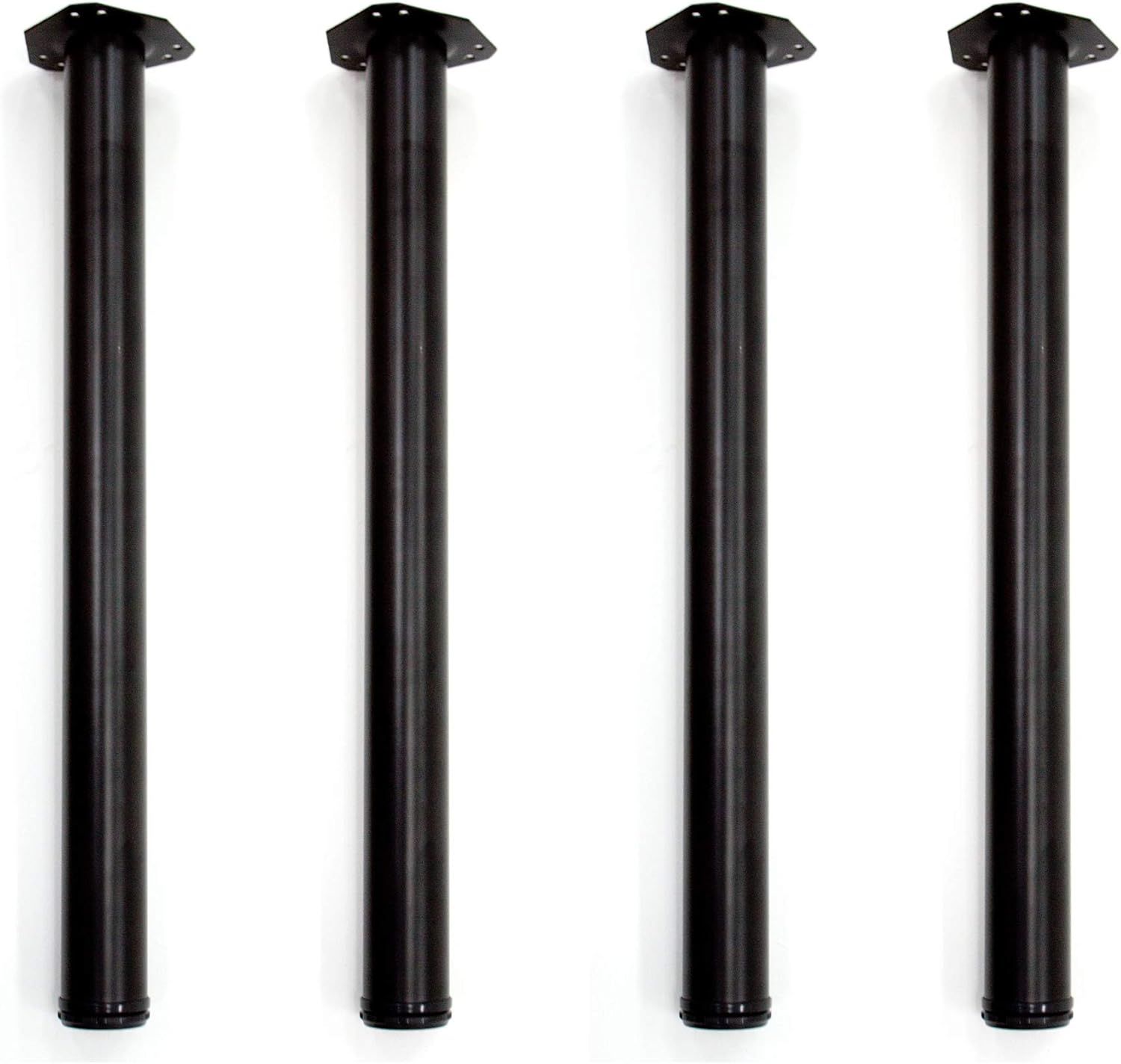 Adjustable Black Steel Post Table Legs Set of 4