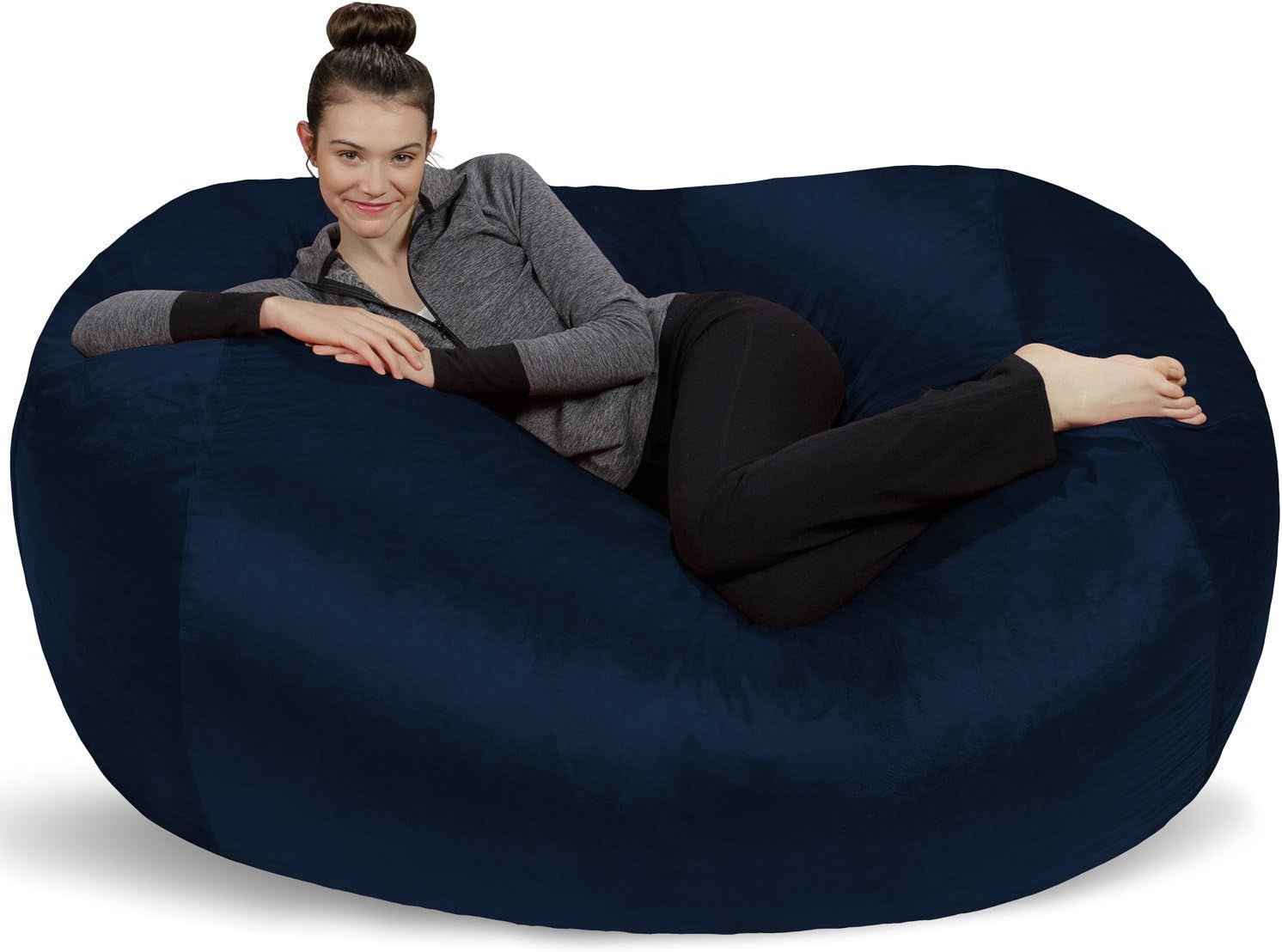 Navy XL Memory Foam Bean Bag Lounger with Microsuede Cover