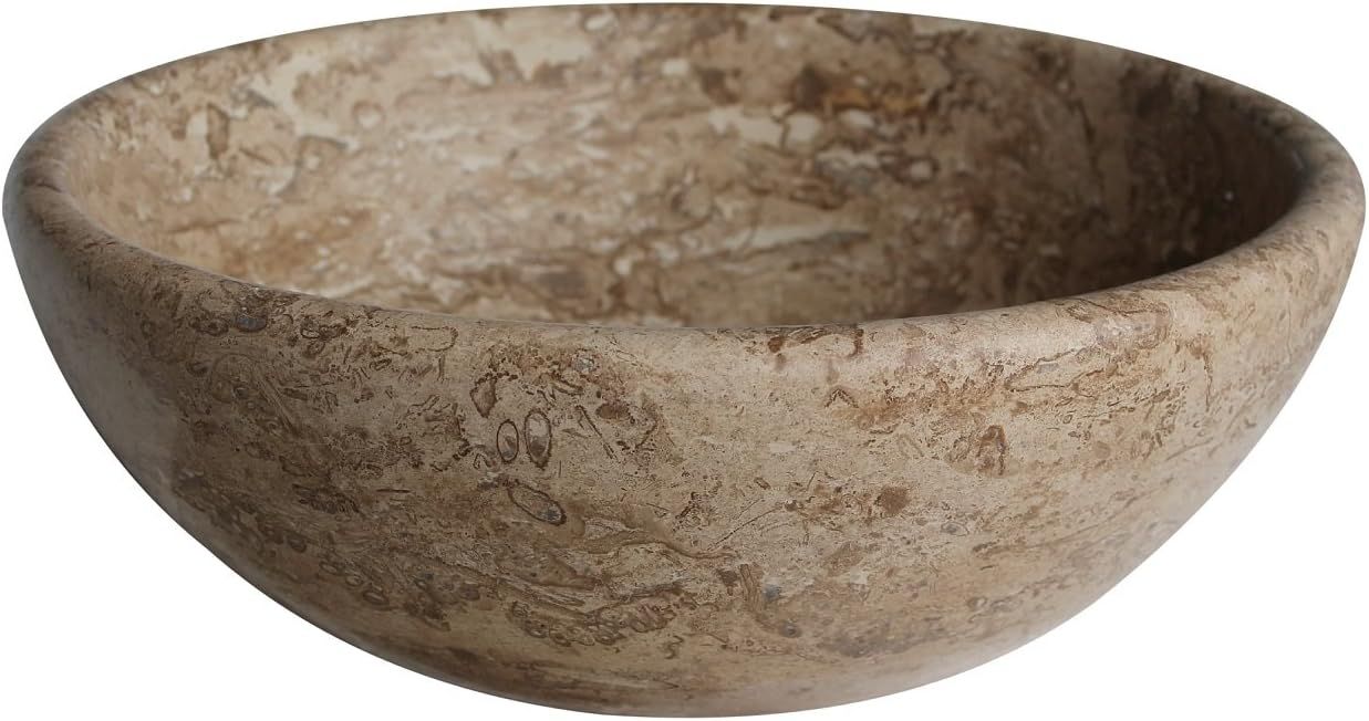 Almond Brown Round Natural Stone Vessel Sink