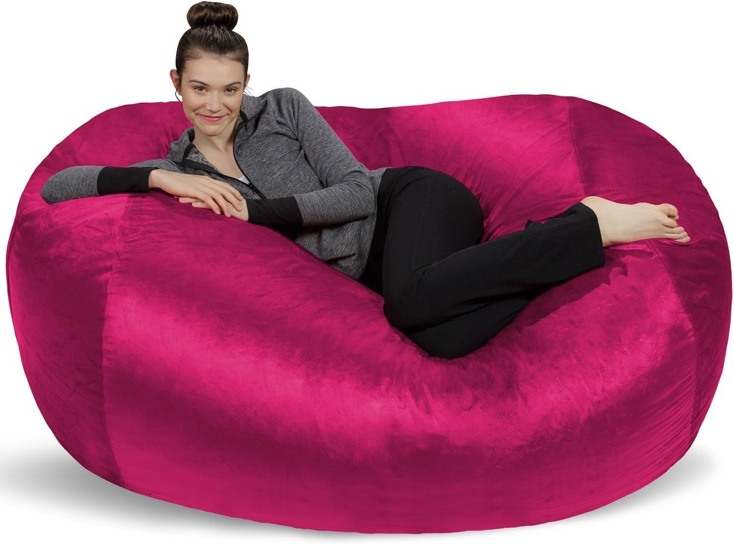 Magenta XL Memory Foam Bean Bag Lounger with Microsuede Cover