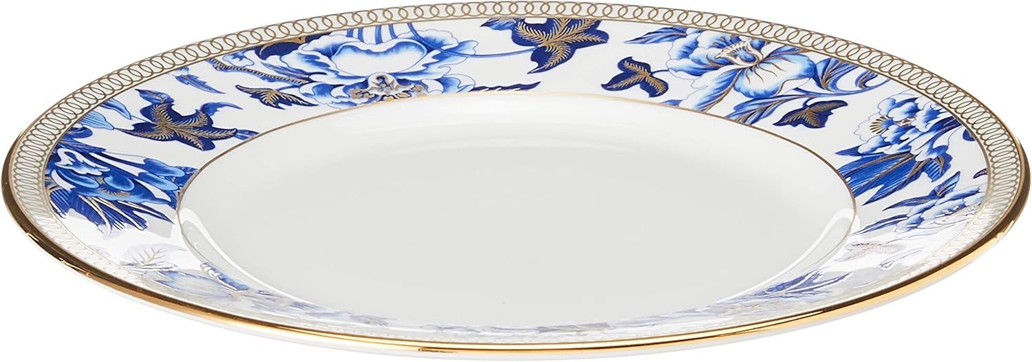 Hibiscus Blue and Gold Porcelain Bread Plate