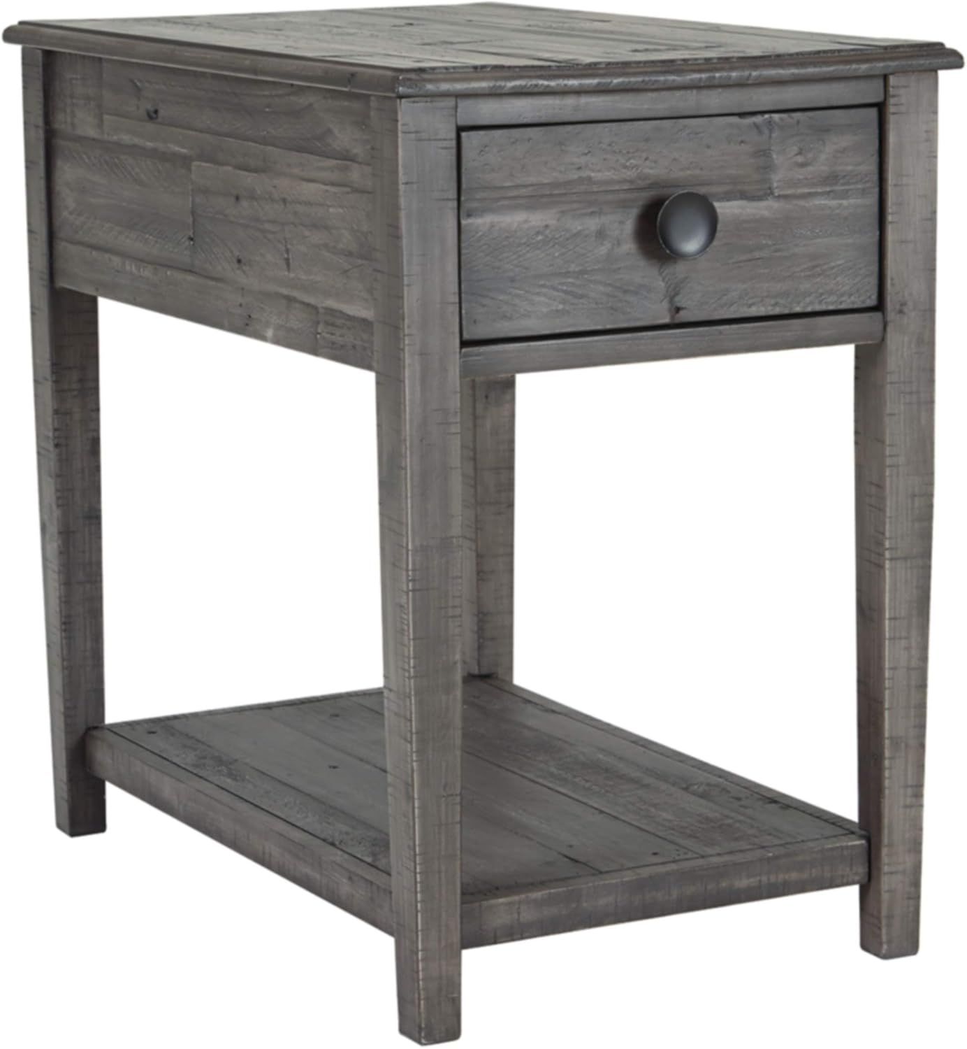 Modern Farmhouse Gray Rectangular End Table with Storage Drawer