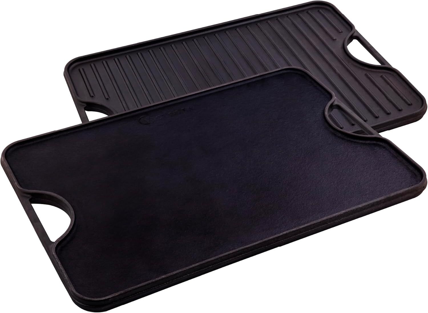 Large Black Cast Iron Reversible Griddle with Handles