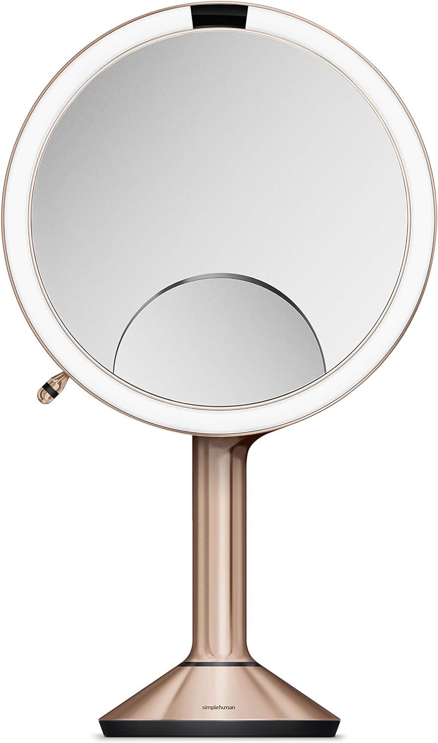 Rose Gold Stainless Steel Touch-Control Magnifying Makeup Mirror