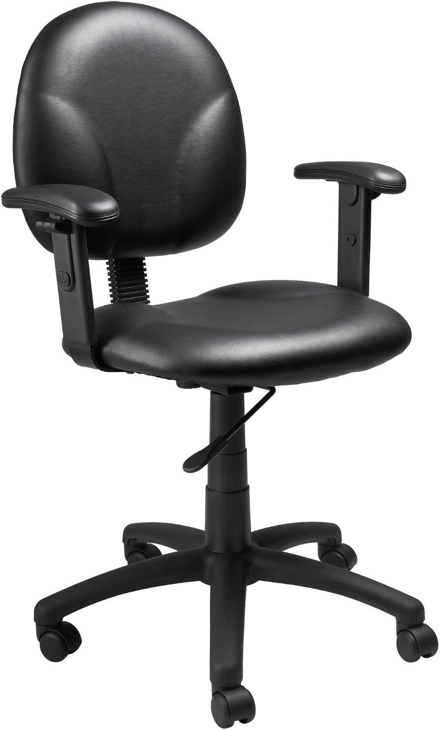 Black Ergonomic Vinyl Task Chair with Adjustable Arms