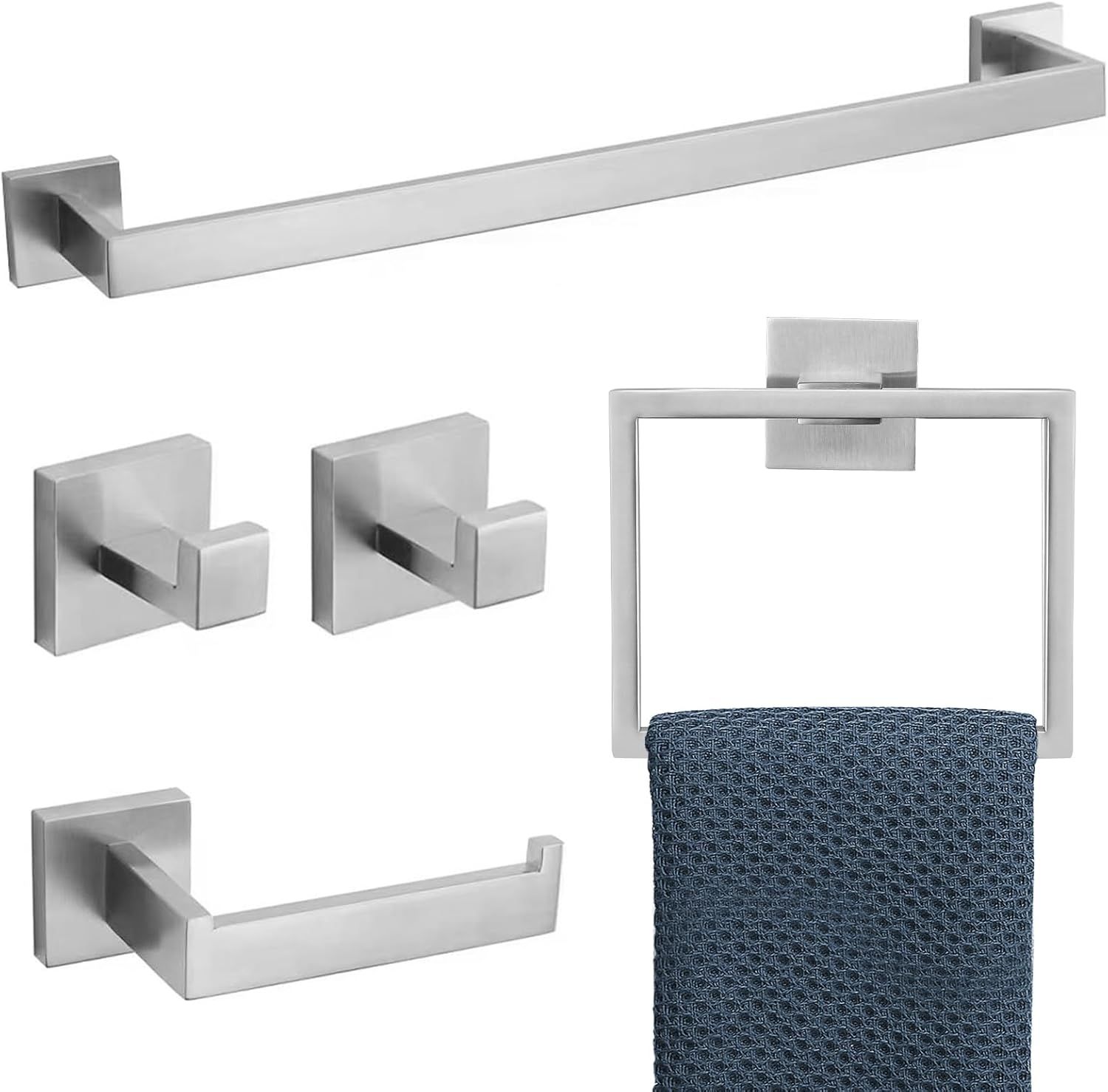 Brushed Nickel 24" Stainless Steel 5-Piece Bathroom Hardware Set