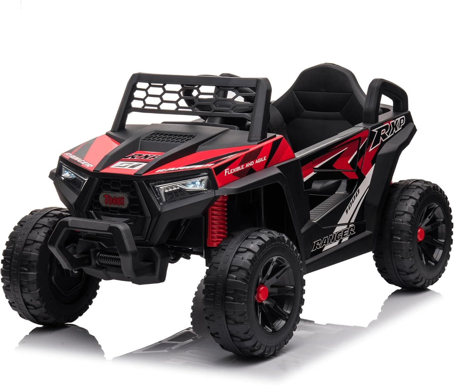 12V Black and Red Kids Off-Road UTV Ride-On