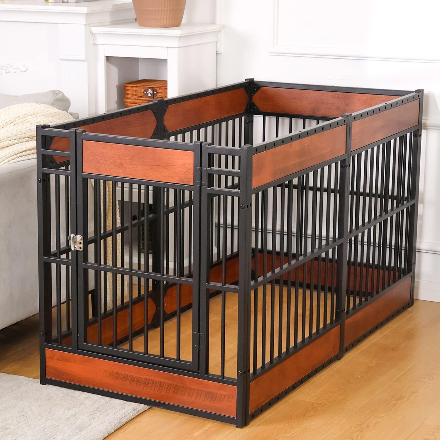 Mahogany and Black Heavy Duty Dog Playpen, 31.5" Height