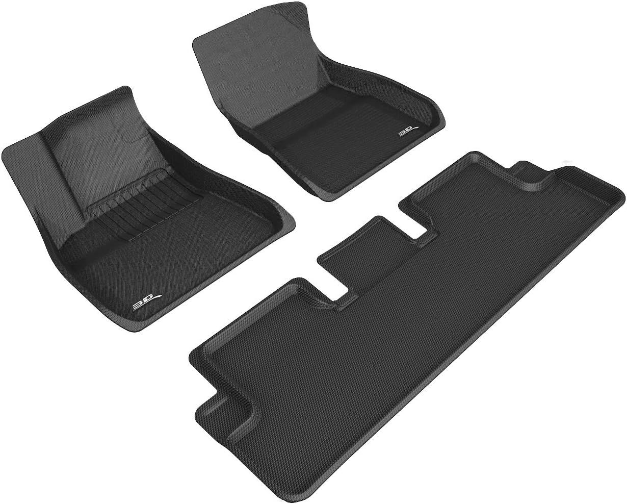 Black Carbon Fiber Embossed 3-Piece Floor Mat Set