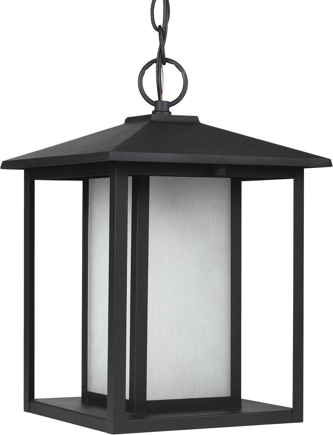 Hunnington Black LED Outdoor Pendant with Clear Seeded Glass