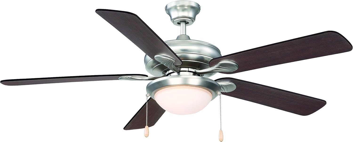 Satin Nickel 52" Ceiling Fan with Frosted Glass Light