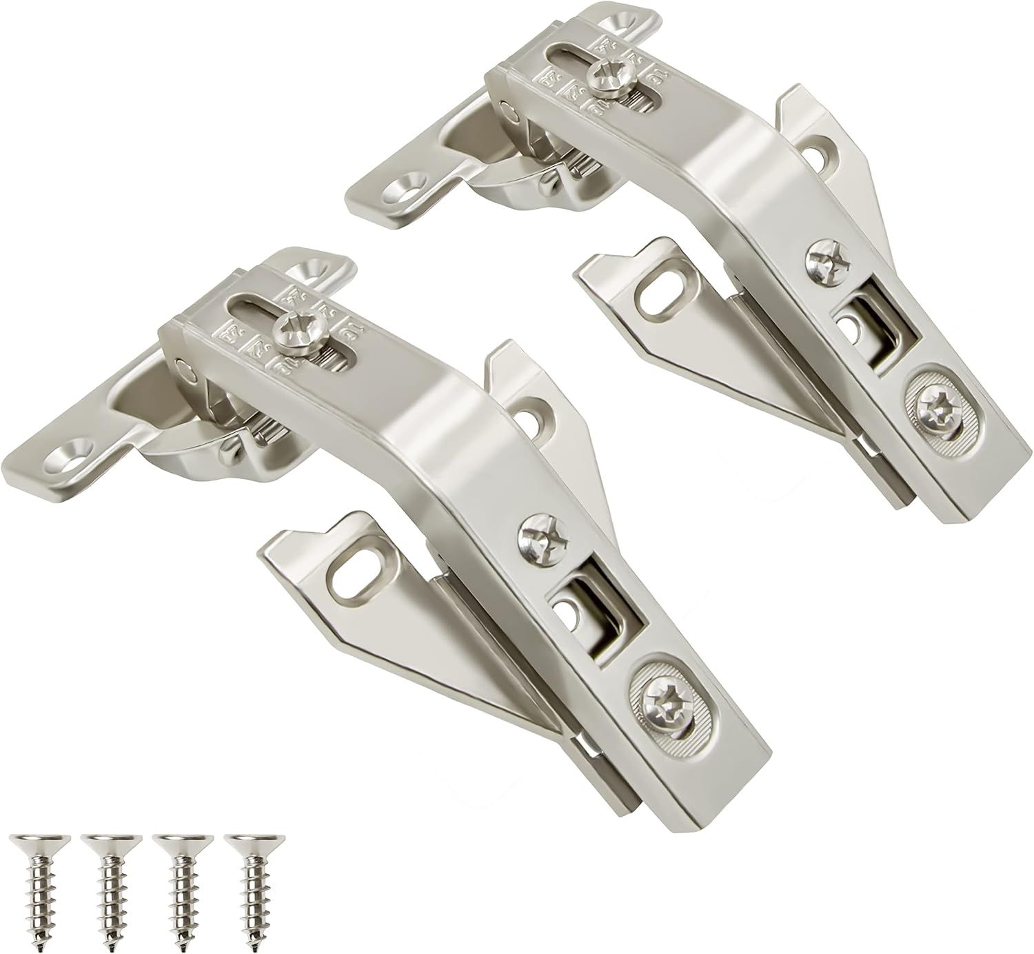 Brushed Nickel 135 Degree Self-Closing Cabinet Hinges with Screws