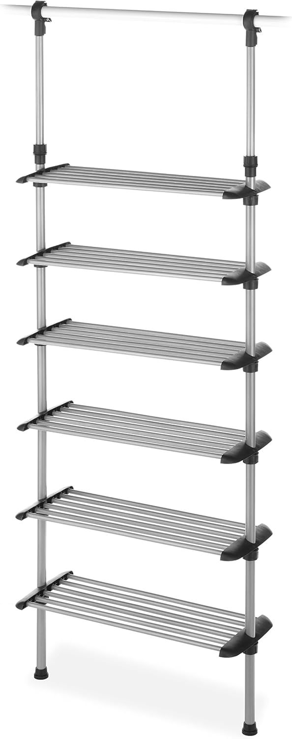 Silver Adjustable 6-Shelf Metal Closet Organizer