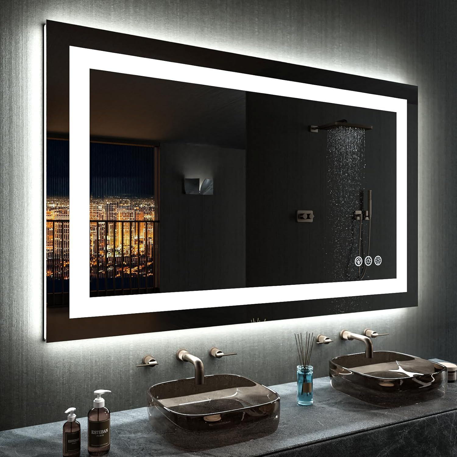 Frameless LED Bathroom Vanity Mirror with Anti-Fog and Dimmable Lights