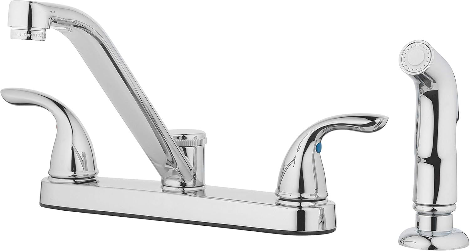 Polished Chrome Dual Handle Kitchen Faucet with Side Spray