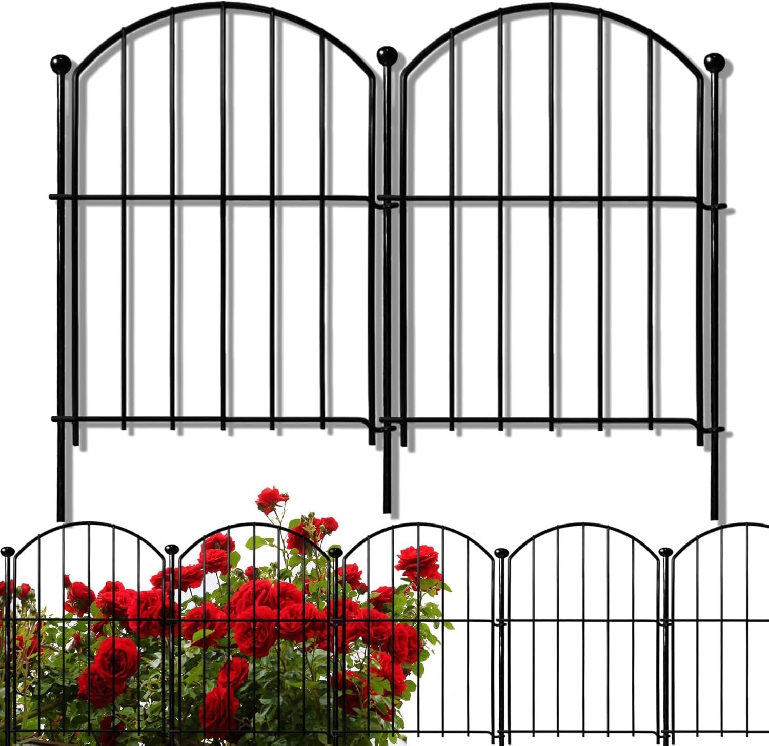 Black Metal Arched Decorative Garden Border Fence Panels