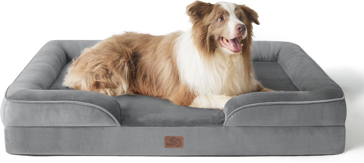 Large Gray Orthopedic Waterproof Dog Sofa Bed