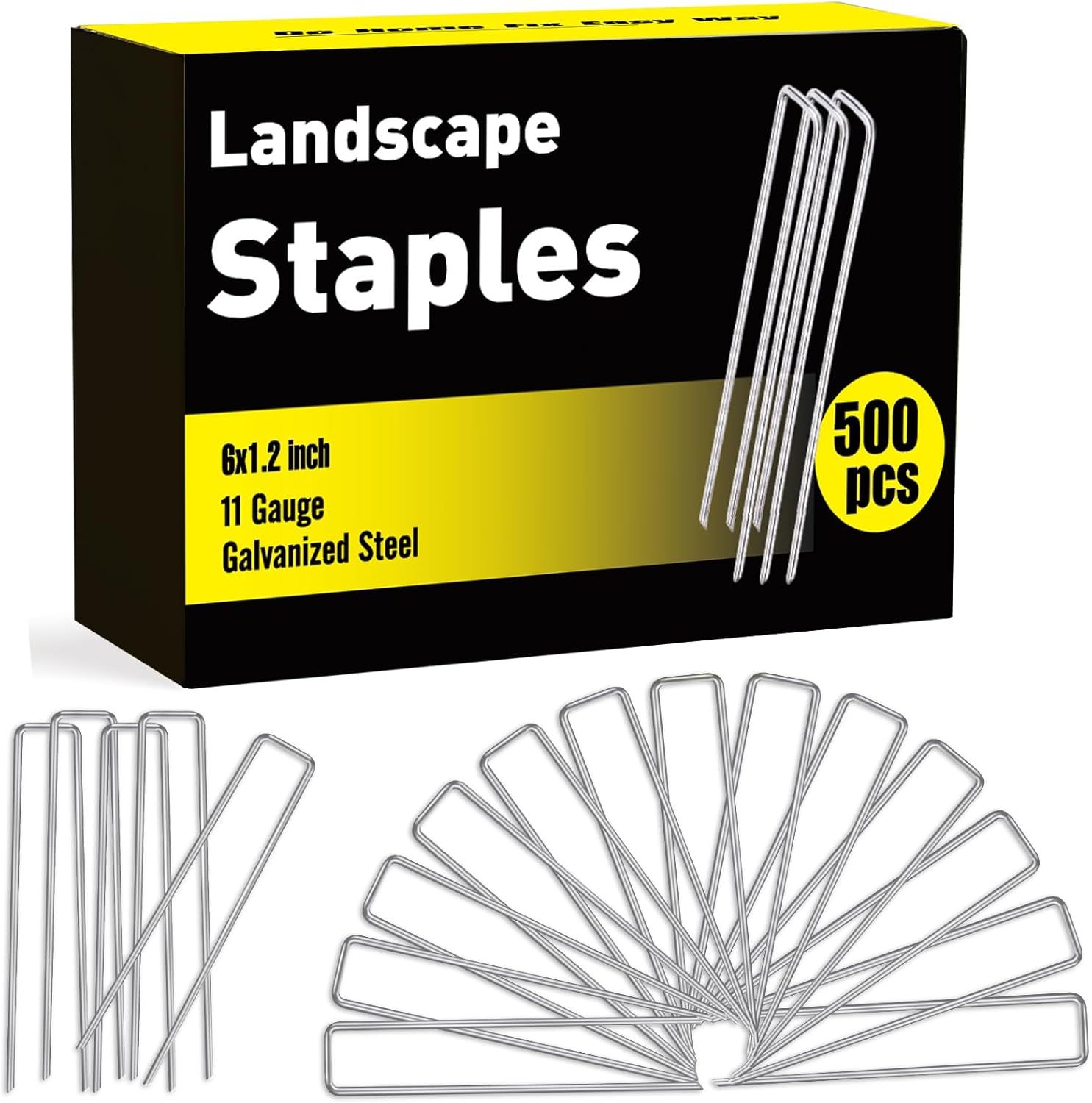 Heavy-Duty Galvanized Steel Landscape Staples, 6-Inch, 500-Pack