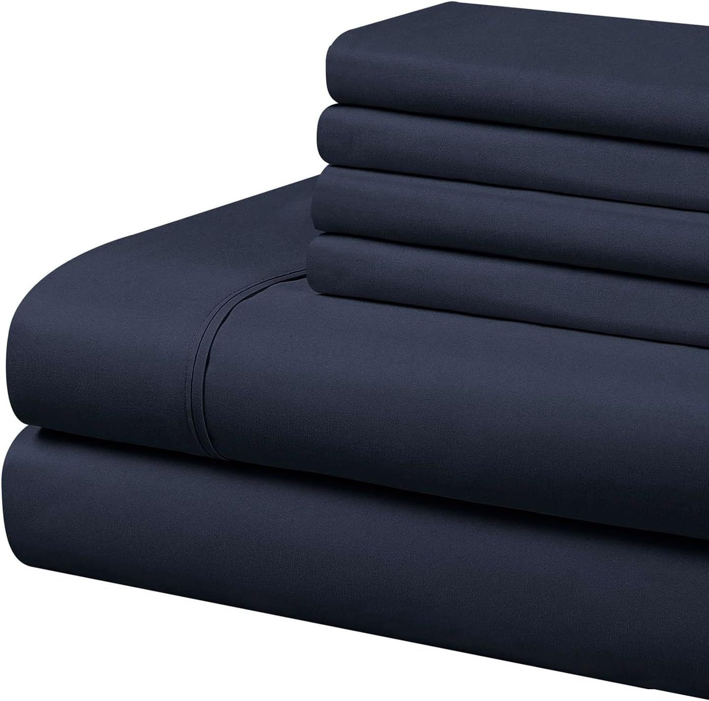 Navy Queen Deep Pocket Microfiber Sheet Set