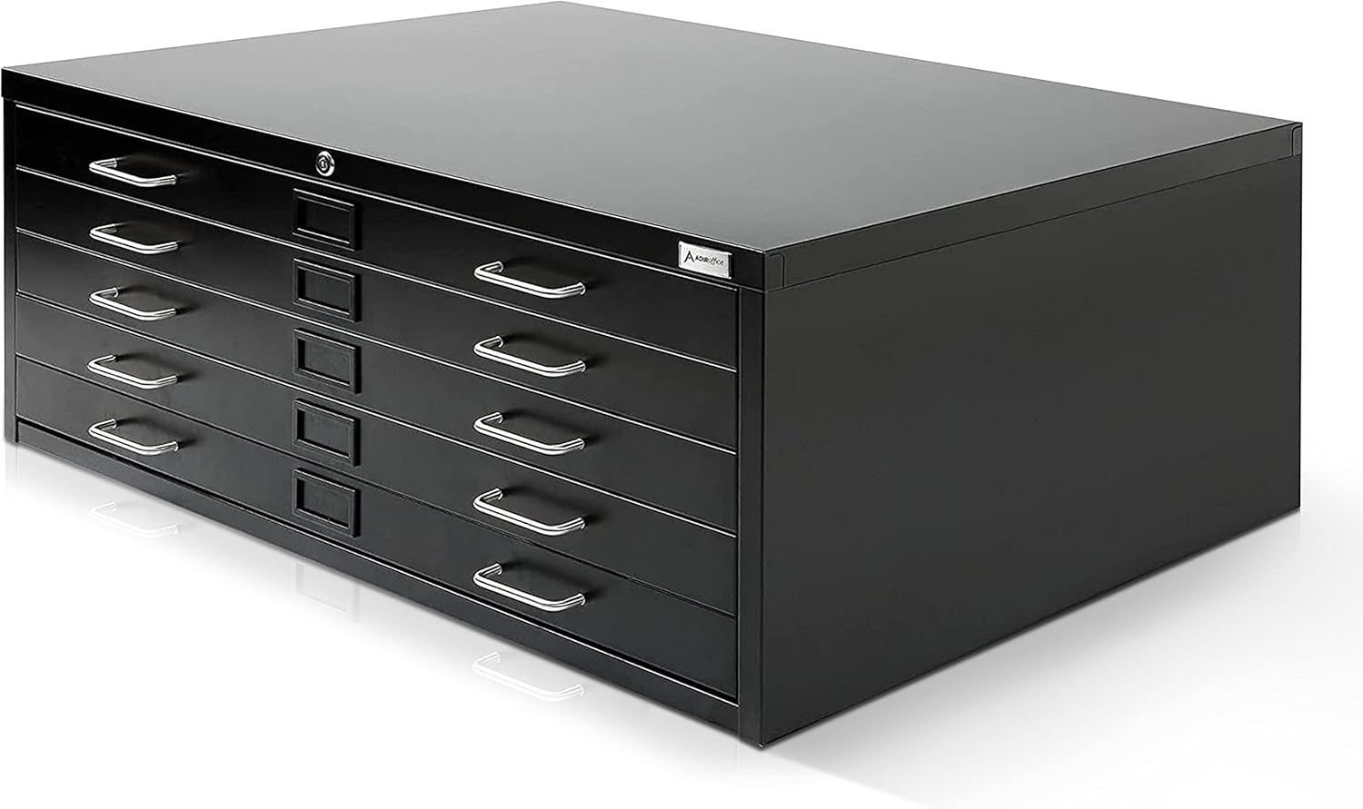 Black Heavy Duty 5-Drawer Lockable Flat File Cabinet