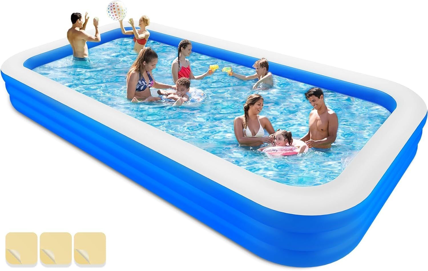 Large Blue and White Rectangular Inflatable Pool