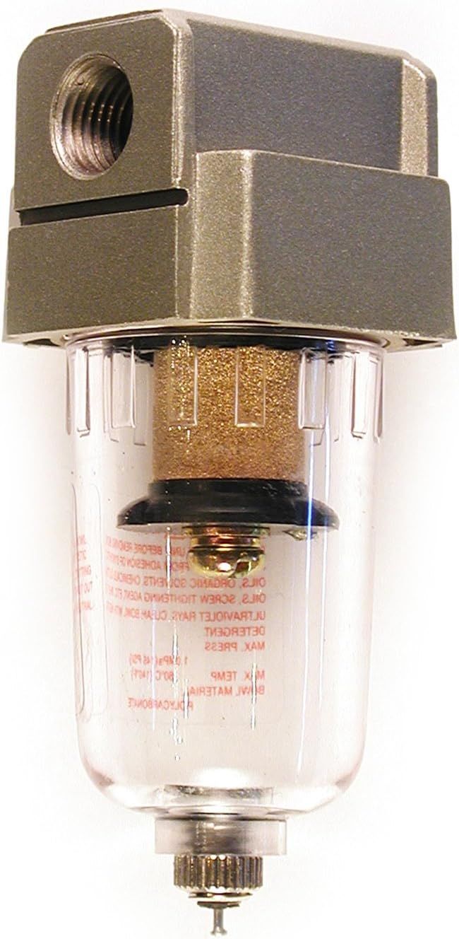 Compact Brass and Polycarbonate Mini Air Filter, 1/4" NPT