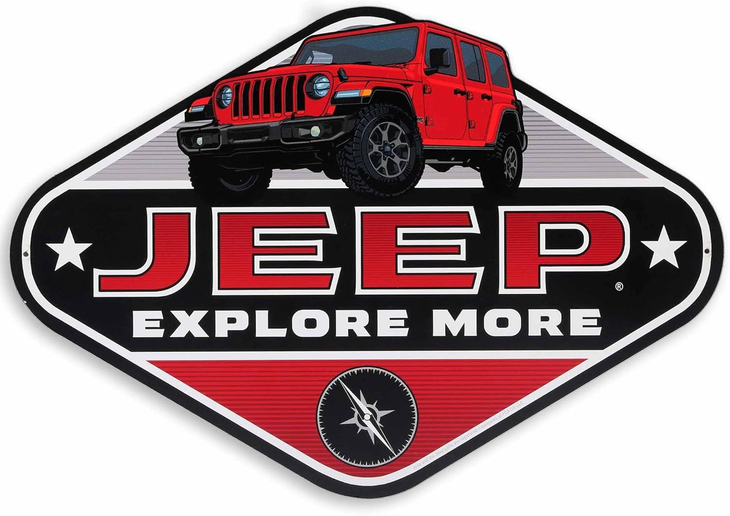 Red Jeep Explore More Diamond Metal Wall Sign