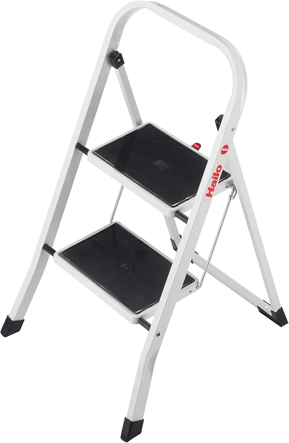 Compact White Foldable 2-Step Steel Ladder