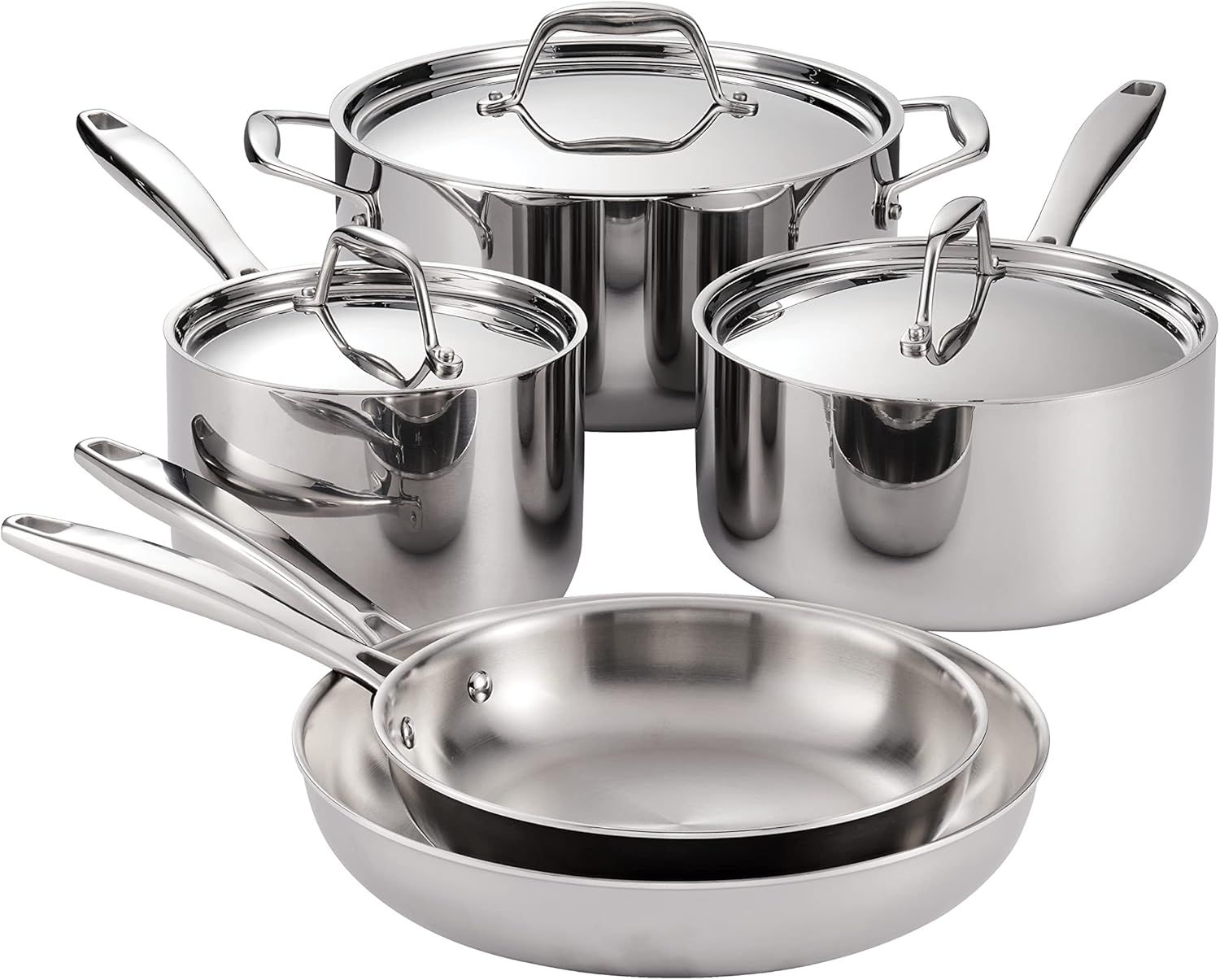 8-Piece Tri-Ply Stainless Steel Cookware Set with Lids