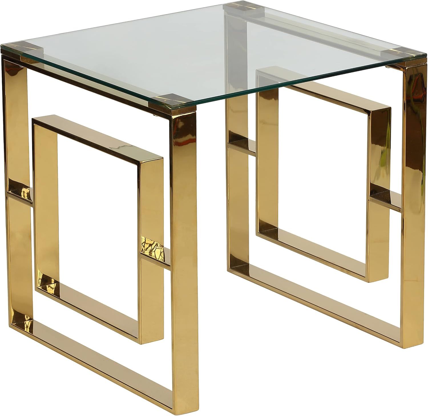 Laila 22'' Gold Stainless Steel and Glass End Table