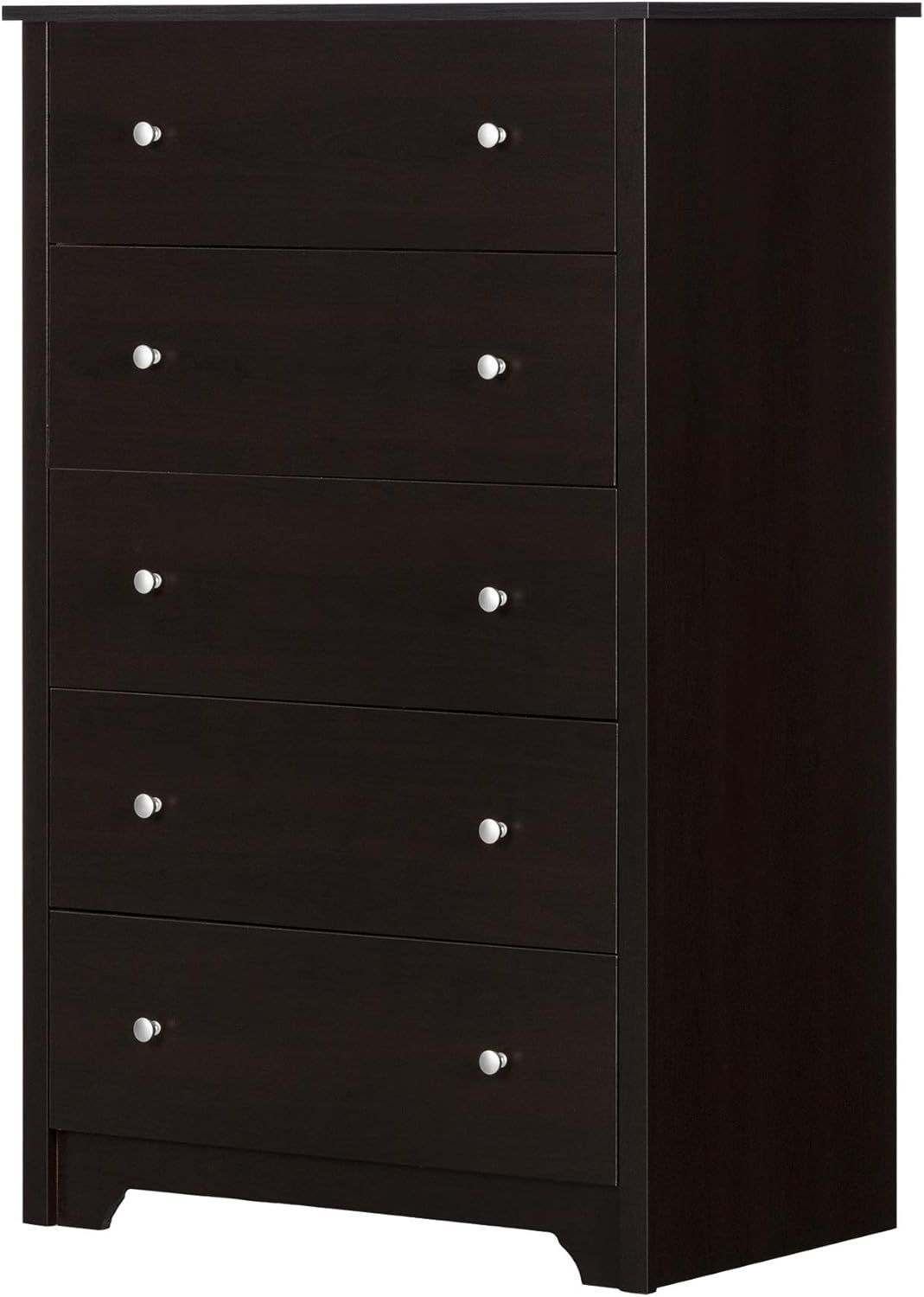 Modern Vertical 5-Drawer Chest in Rich Brown with Soft Close
