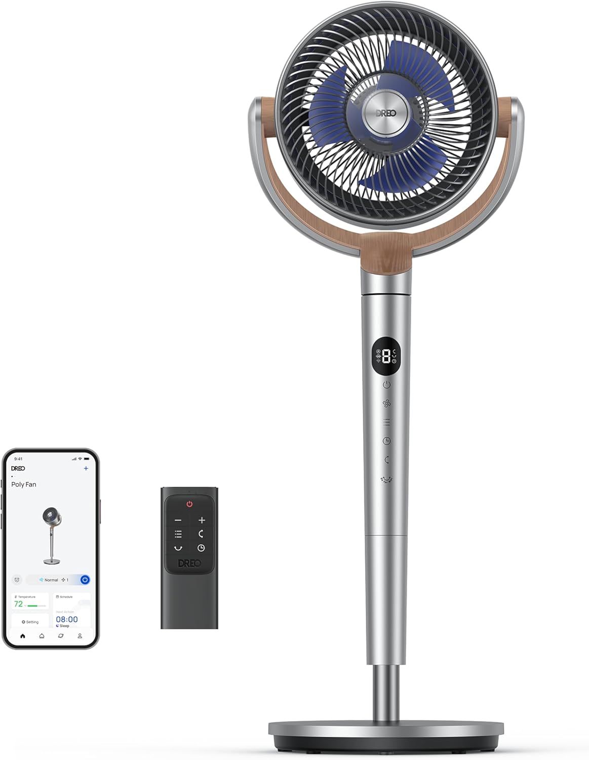 Smart Wi-Fi Adjustable Height Oscillating Floor Fan with Remote