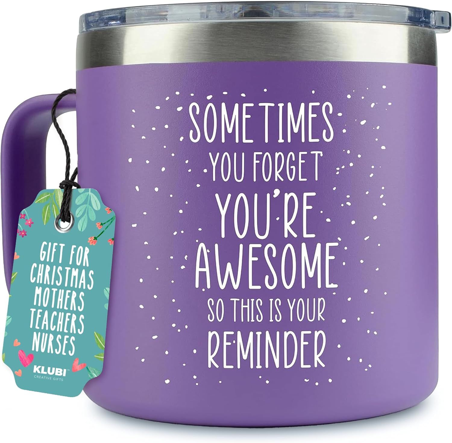 Purple Stainless Steel Insulated Mug with Inspirational Quote