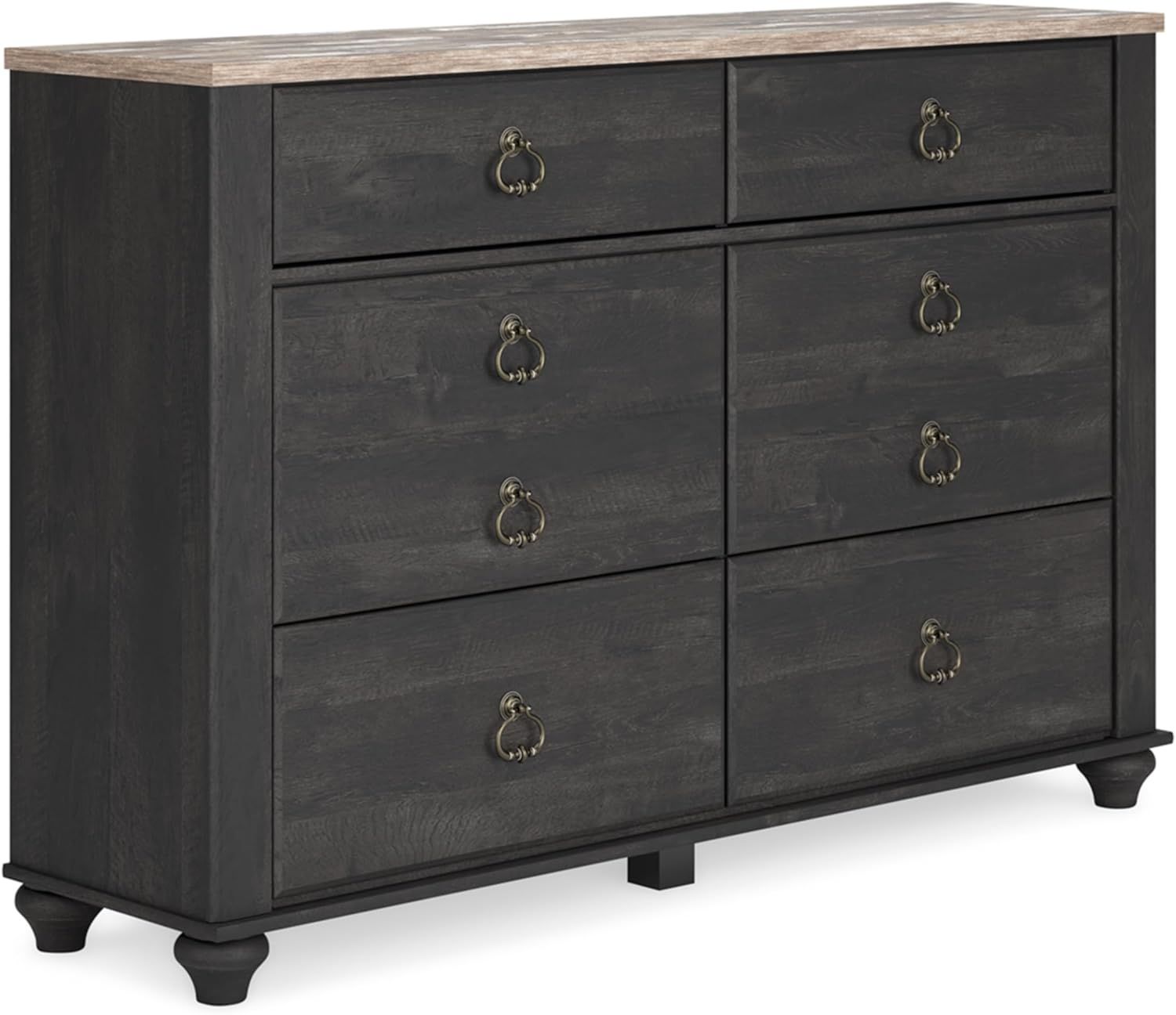 Nanforth Gray and Light Brown 6-Drawer Traditional Dresser