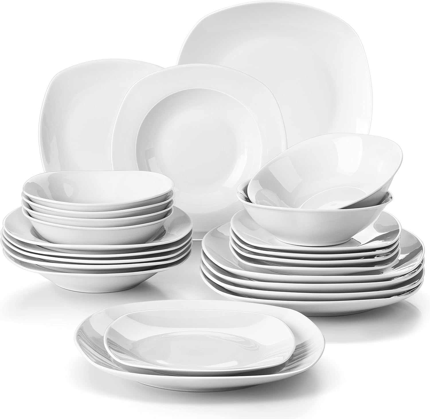 White Porcelain 24-Piece Dinnerware Set for 6